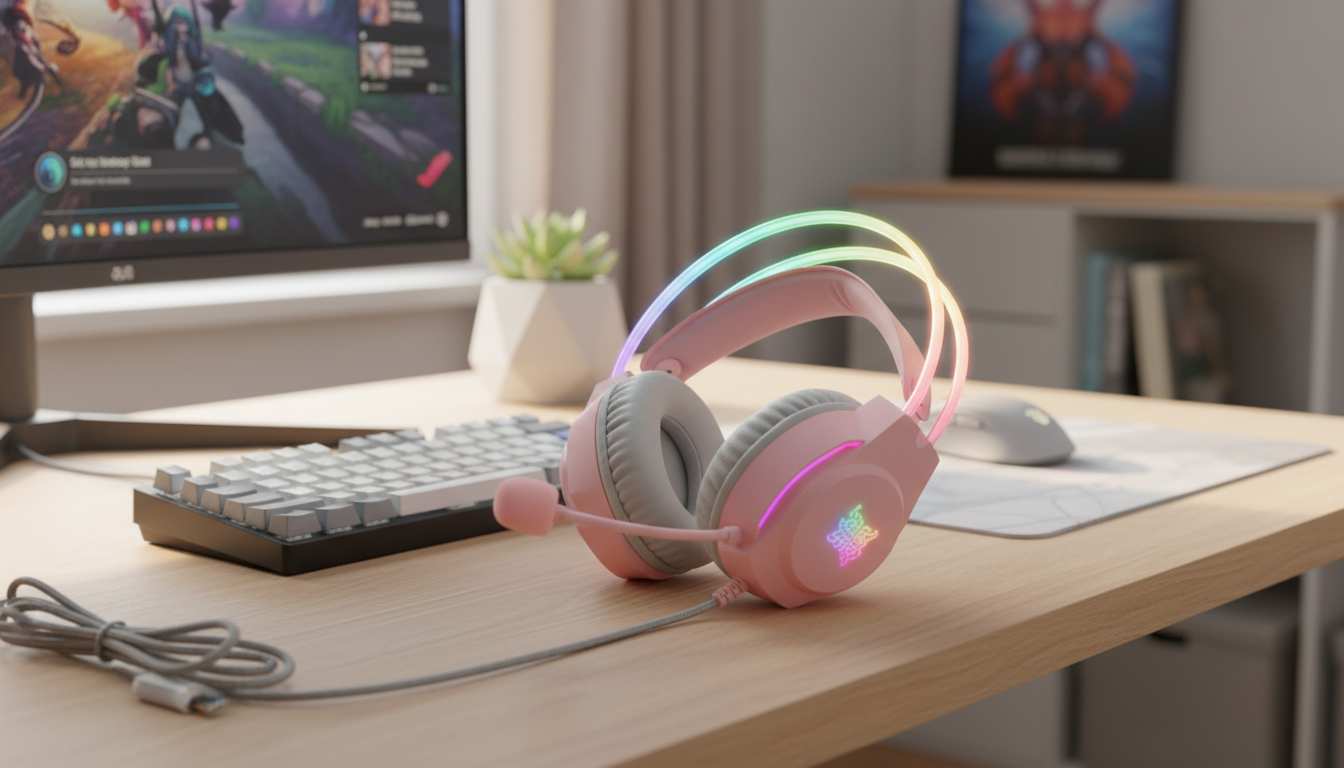 RGB Wired Gaming Headset: Noise-Canceling Mic for PC